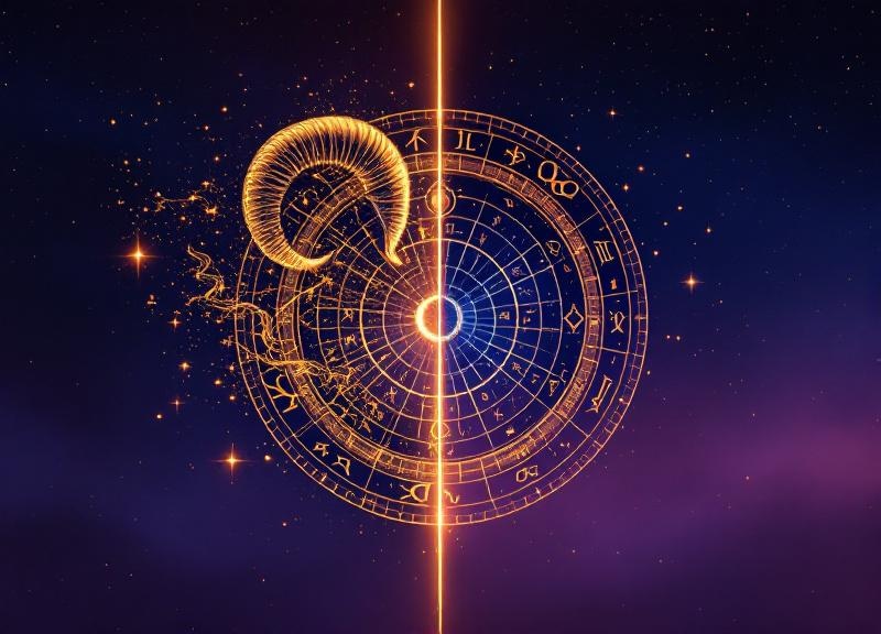 Astrological chart diagram showing seven planets aligned in Aries during March 2026 stellium