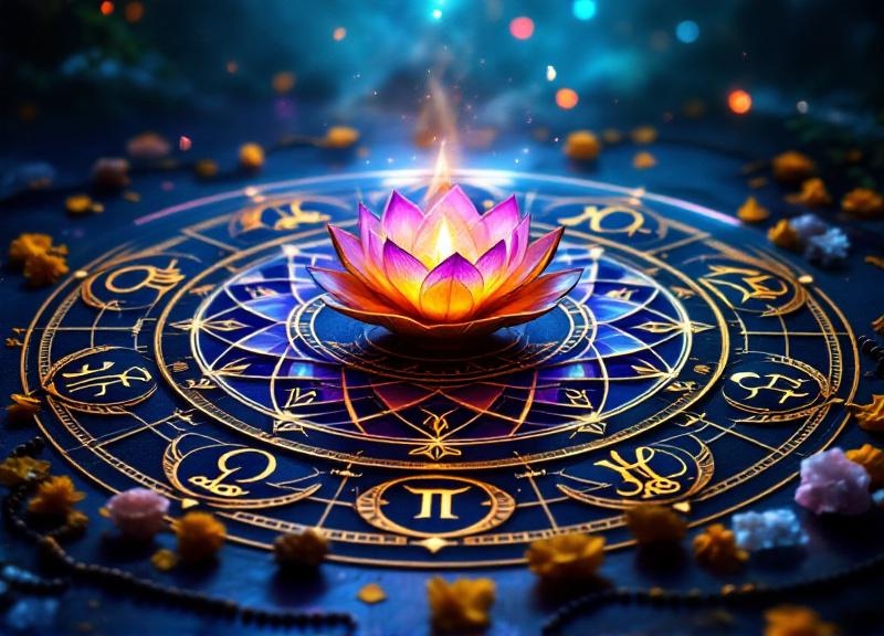 Nine forms of Goddess Durga Navadurga arranged in celestial mandala with zodiac symbols and planetary glyphs for Chaitra Navratri