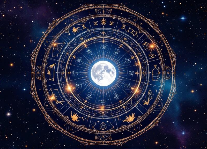 Comparison chart showing moon signs through zodiac wheel with elemental symbols for fire, earth, air, and water