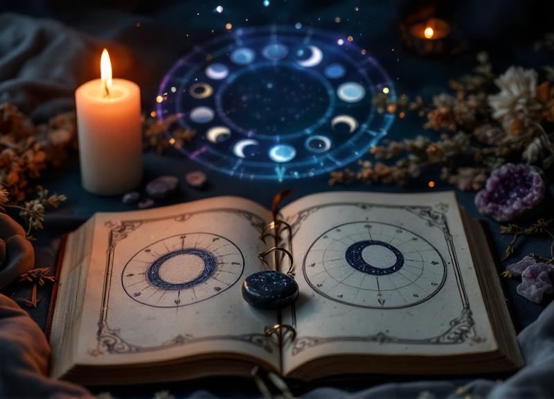 Person meditating under moonlight performing lunar ritual for moon sign work