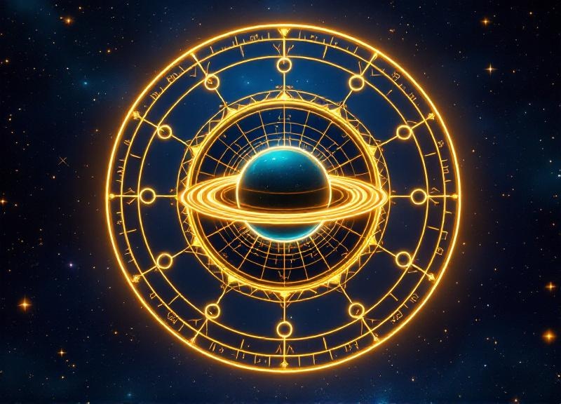 Astrological birth chart wheel highlighting Saturn's position, showing the Saturn Return transit cycle