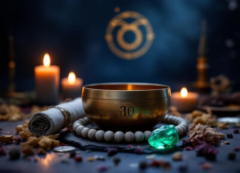 Person meditating with crystals and journal during Mercury retrograde ritual for reflection and grounding