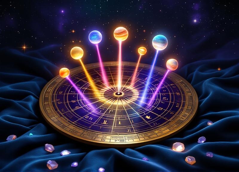 Ashtakavarga transit timing chart showing planetary movement through high and low bindu zones with date markers