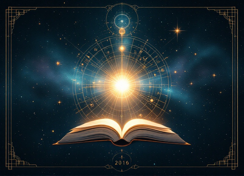 Person contemplating between two pathways with spiritual symbols and cosmic energy flowing around them