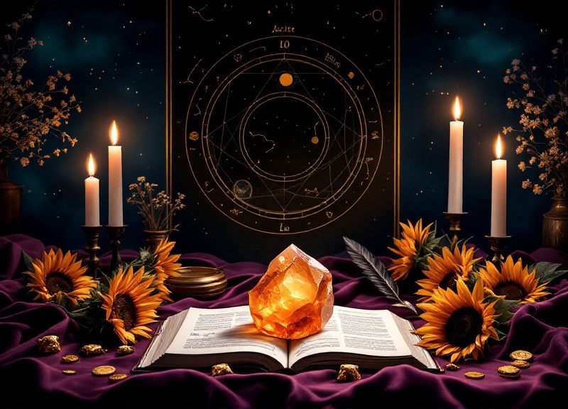 Person standing confidently in spotlight with creative tools and heart symbols representing Jupiter in Leo's themes of visibility and bold love