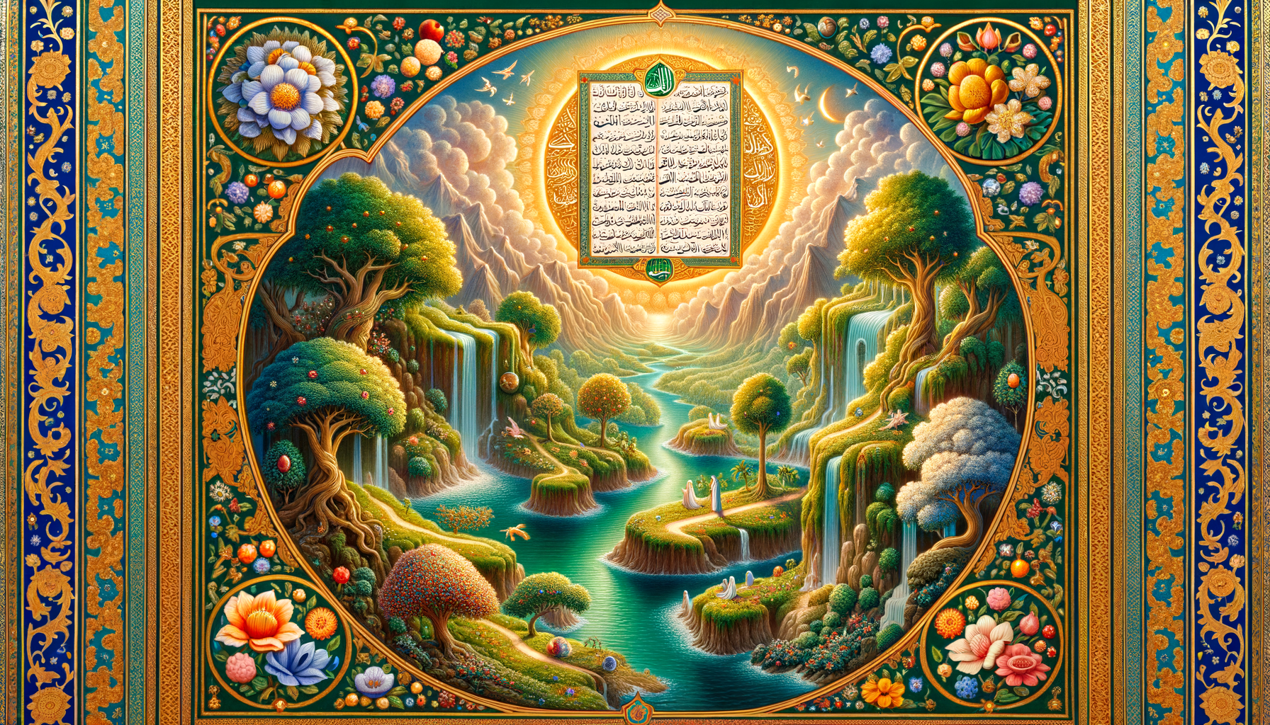 Ayatul Kursi traditional wallpaper - free HD and 4K Ayatul Kursi Green Paradise Wallpaper for desktop and phone