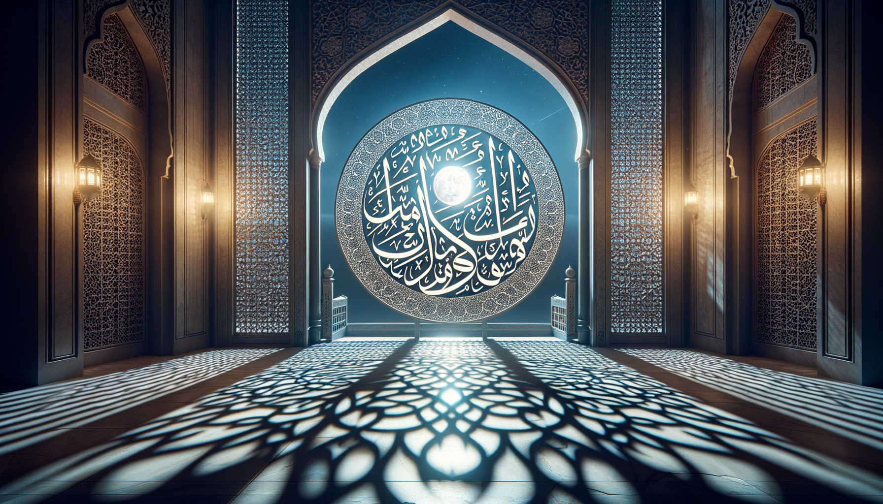 Ayatul Kursi cinematic wallpaper - free HD and 4K Ayatul Kursi Moonlit Script Wallpaper for desktop and phone