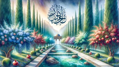 Bismillah Calligraphy watercolor wallpaper - free HD and 4K Bismillah Calligraphy Watercolor Garden Wallpaper for desktop and phone
