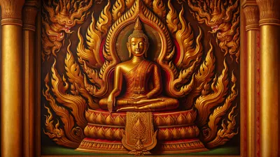 Lord Buddha Lotus Throne Wallpaper - free traditional spiritual wallpaper for desktop and mobile