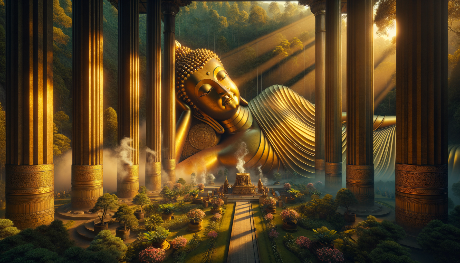 Lord Buddha Reclining Peace Wallpaper - cinematic wallpaper