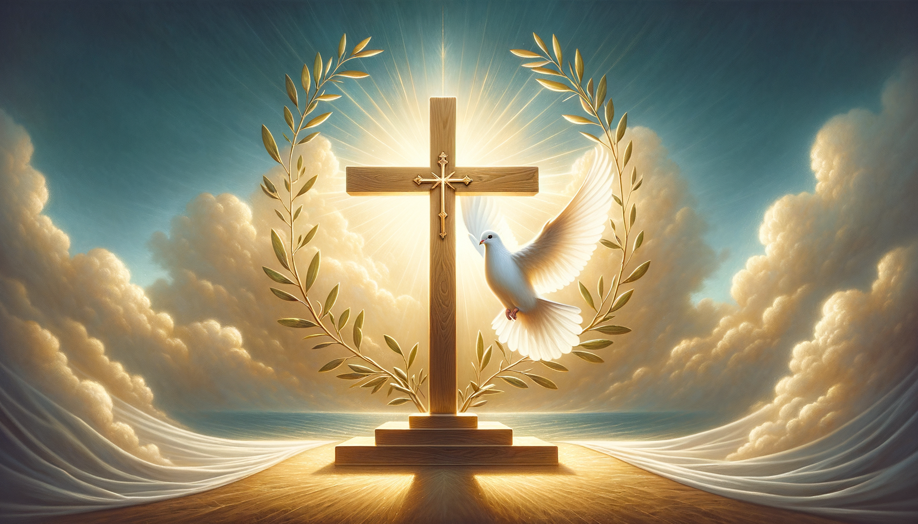 Cross / Christian Symbol Dove Peace Wallpaper - watercolor wallpaper