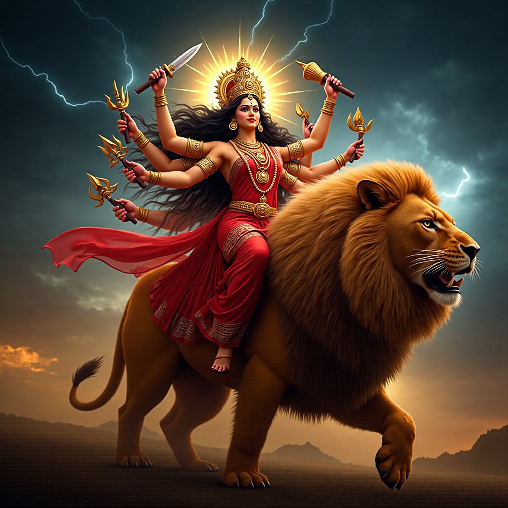 Goddess Durga cinematic wallpaper - free HD and 4K Goddess Durga Warrior Glory Wallpaper for desktop and phone
