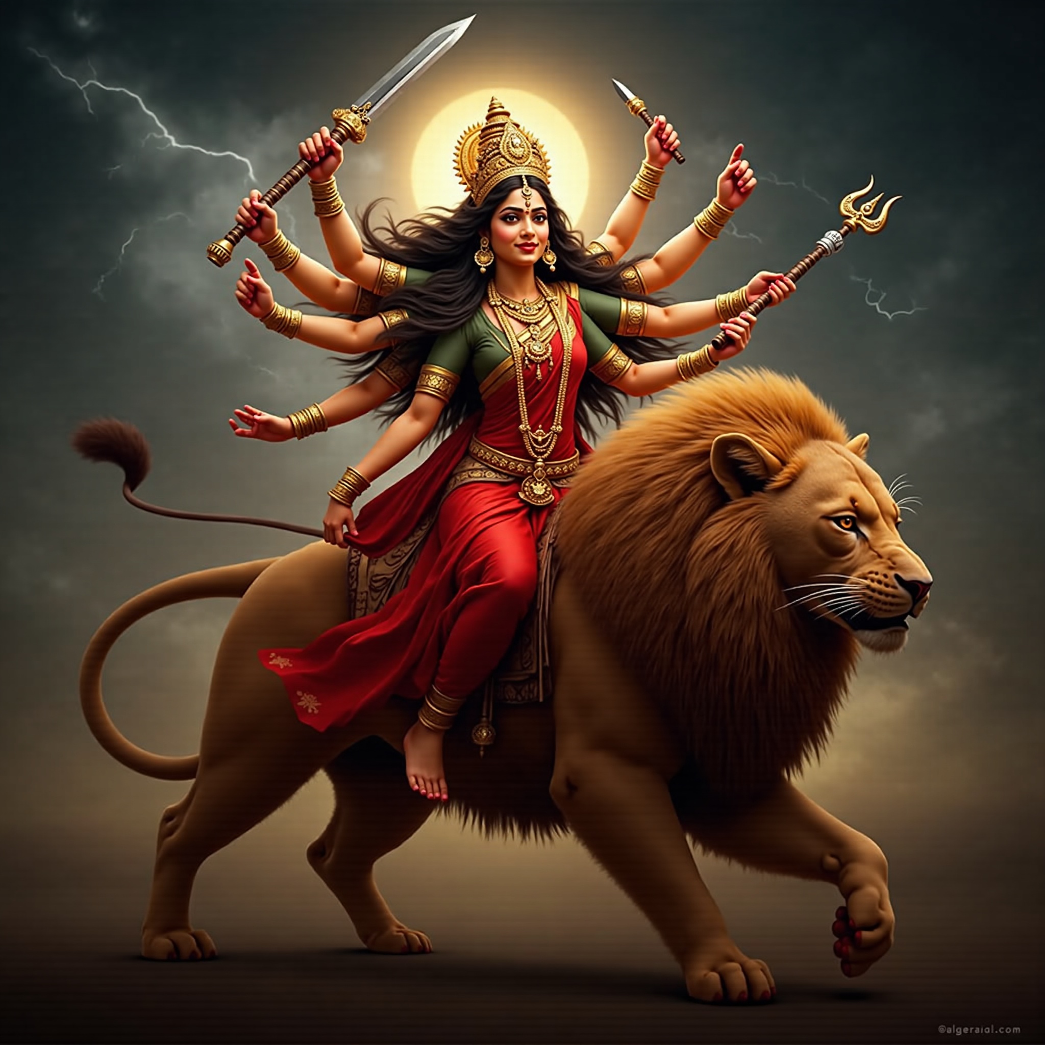 Goddess Durga cinematic wallpaper - free HD and 4K Goddess Durga Warrior Glory Wallpaper for desktop and phone