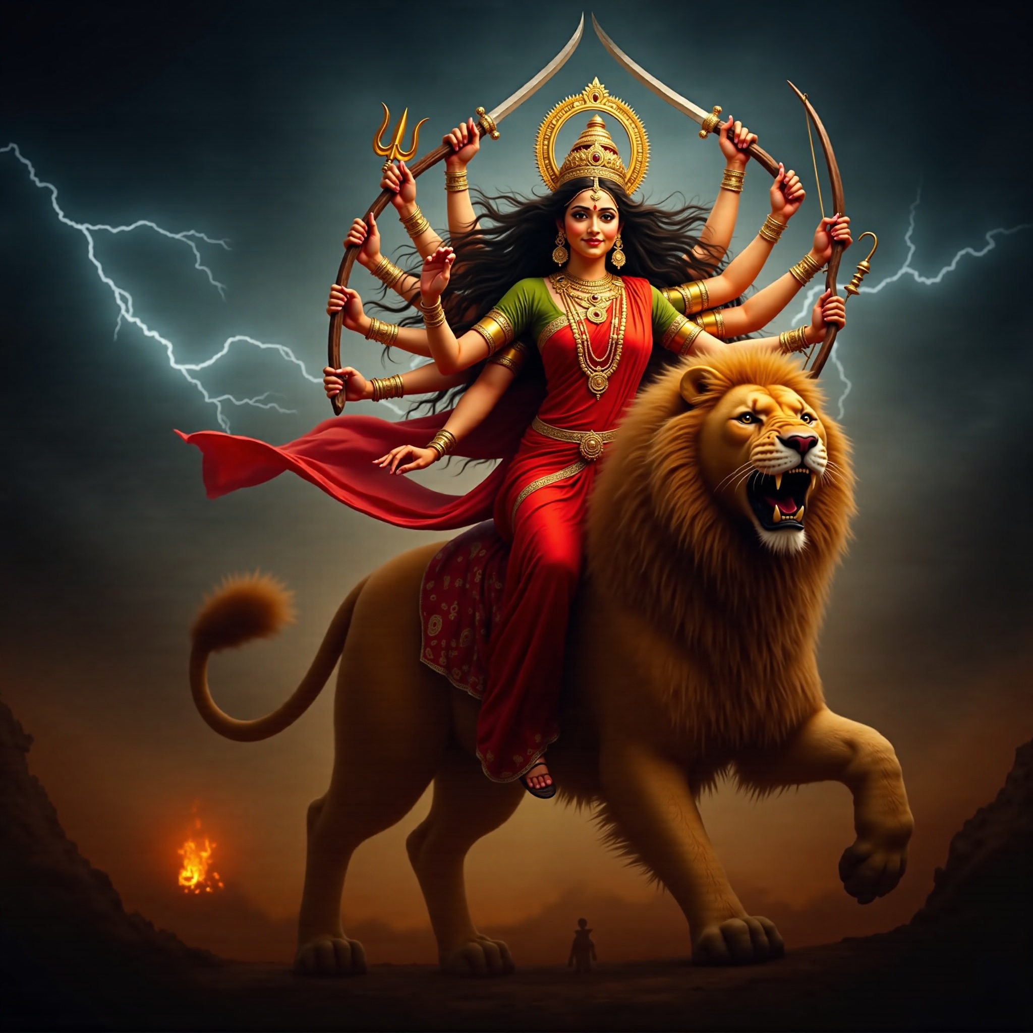 Goddess Durga cinematic wallpaper - free HD and 4K Goddess Durga Warrior Glory Wallpaper for desktop and phone