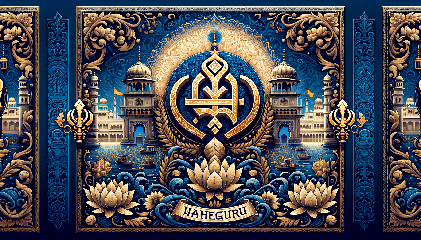 Guru Nanak Waheguru Calligraphy Wallpaper - traditional wallpaper