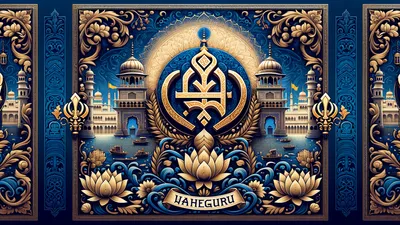Guru Nanak traditional wallpaper - free HD and 4K Guru Nanak Waheguru Calligraphy Wallpaper for desktop and phone