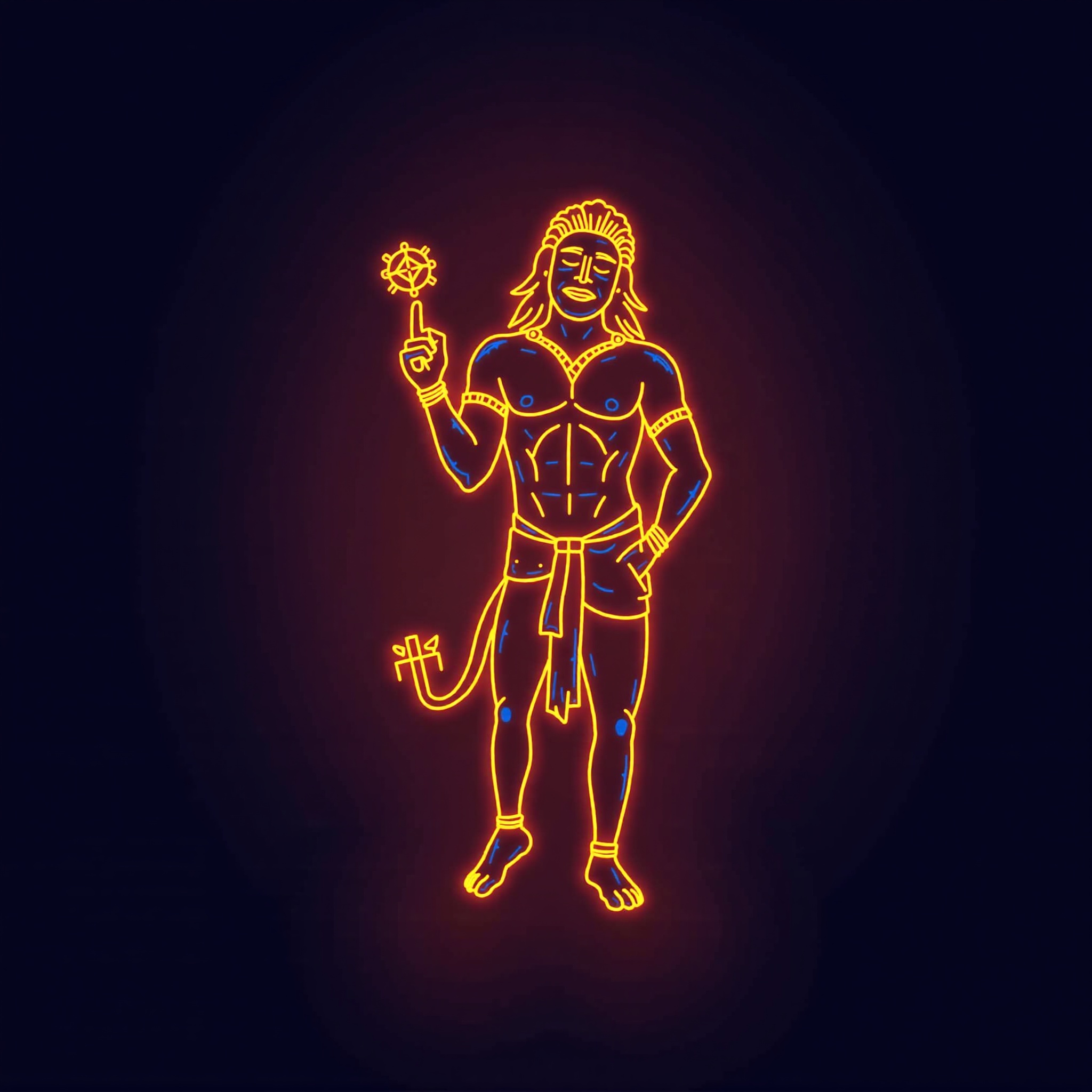 Lord Hanuman Neon Devotion Wallpaper - neon wallpaper