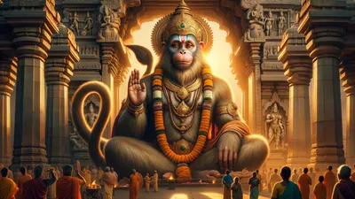 Lord Hanuman cinematic wallpaper - free HD and 4K Lord Hanuman Temple Dawn Wallpaper for desktop and phone