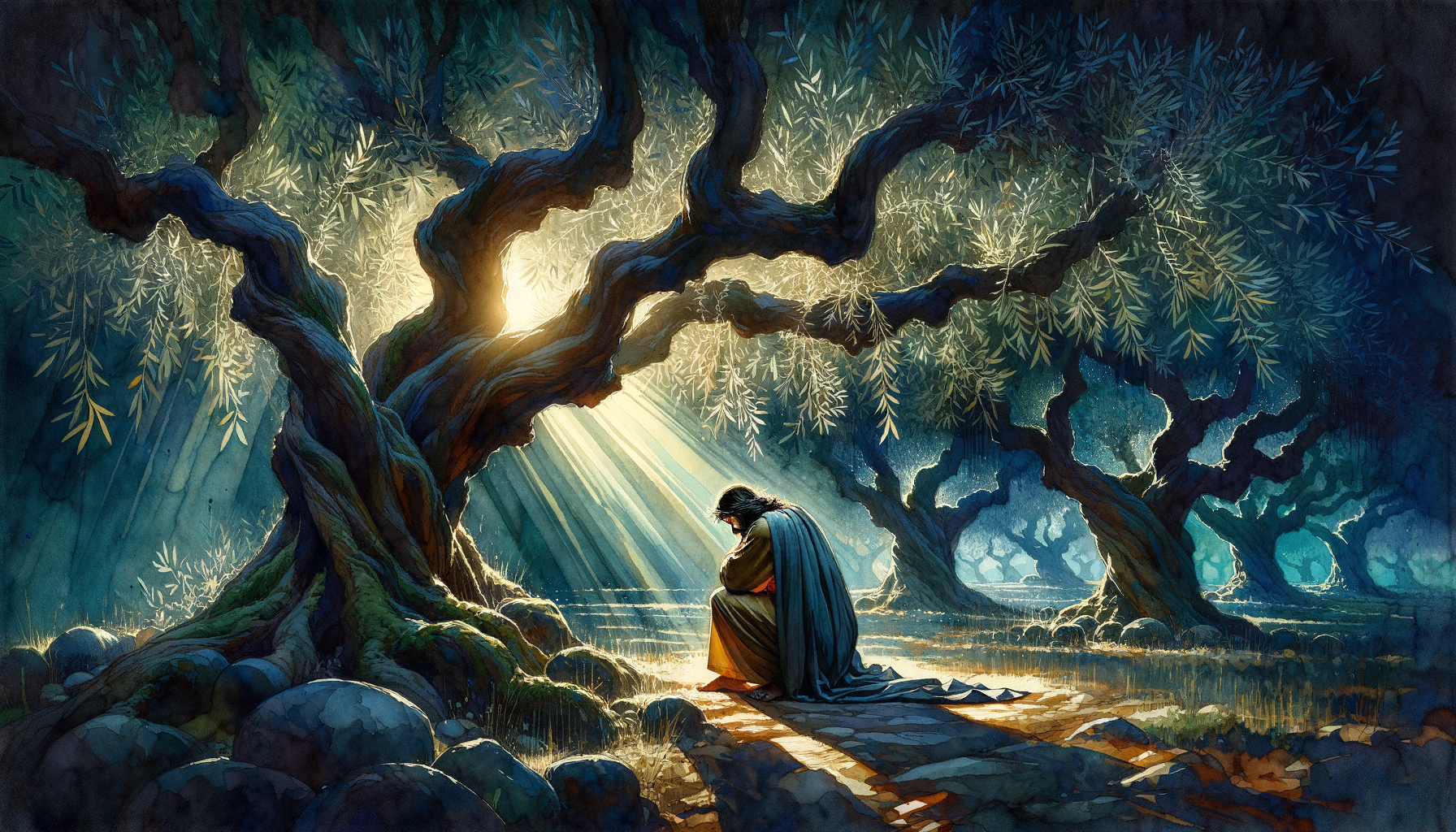 Jesus Christ Garden Prayer Wallpaper - watercolor wallpaper