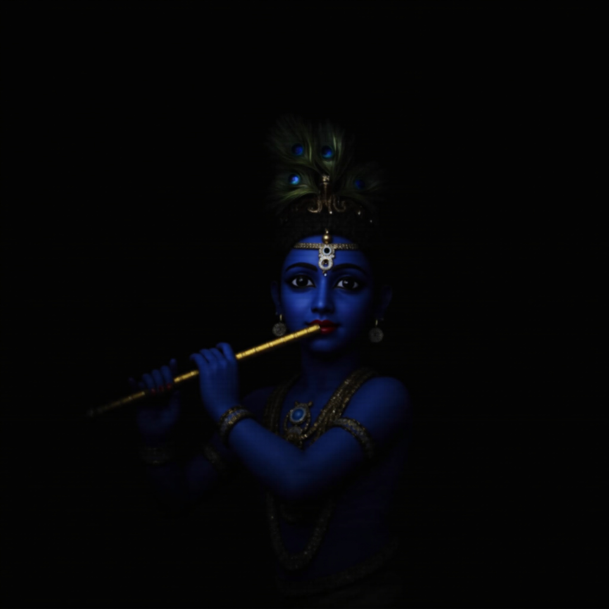 Lord Krishna dark amoled wallpaper - free HD and 4K Lord Krishna Dark Flute Player Wallpaper for desktop and phone