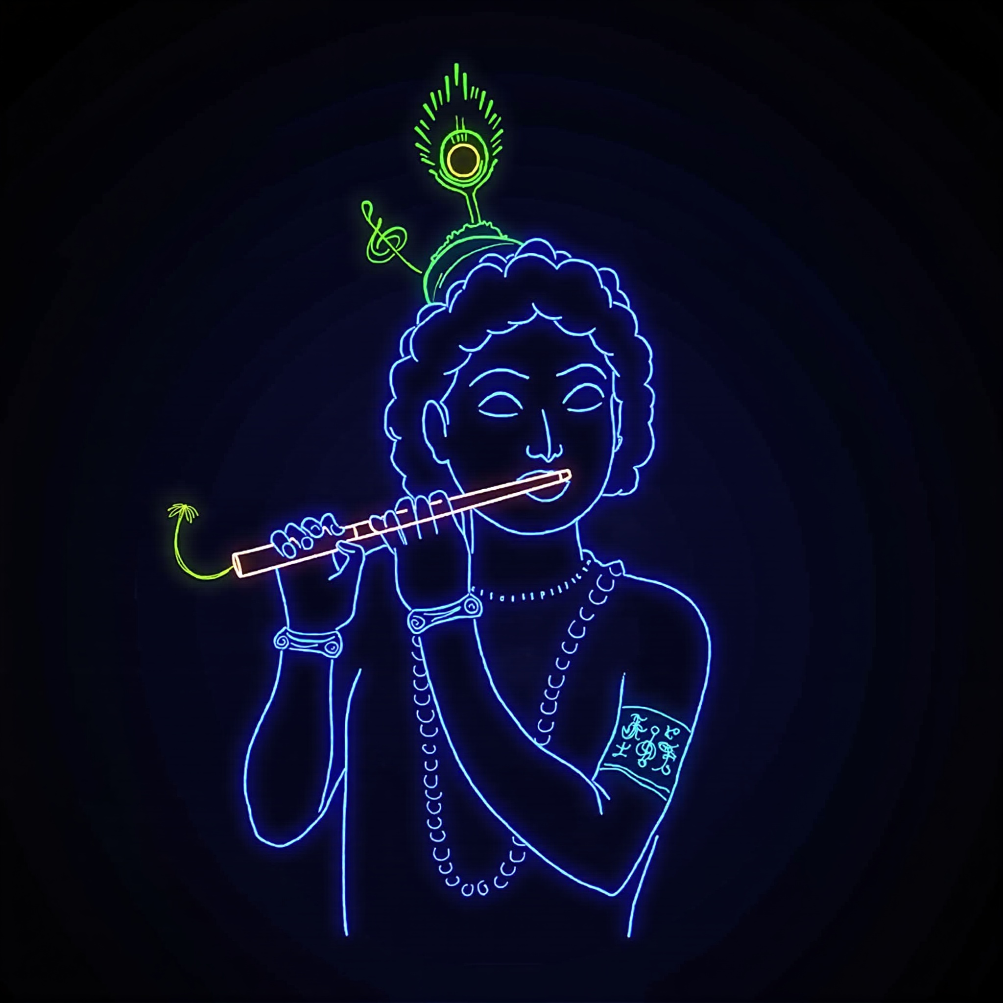 Lord Krishna neon wallpaper - free HD and 4K Lord Krishna Neon Divine Wallpaper for desktop and phone