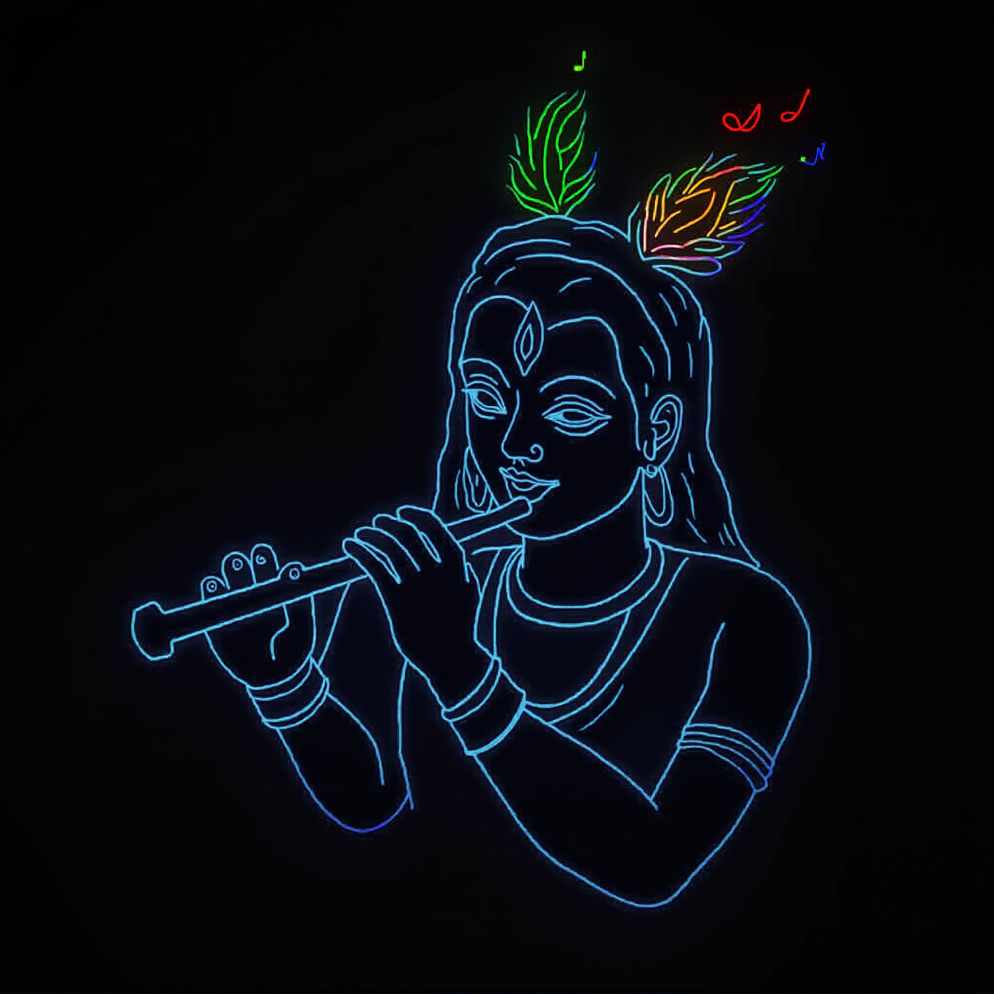 Lord Krishna neon wallpaper - free HD and 4K Lord Krishna Neon Divine Wallpaper for desktop and phone