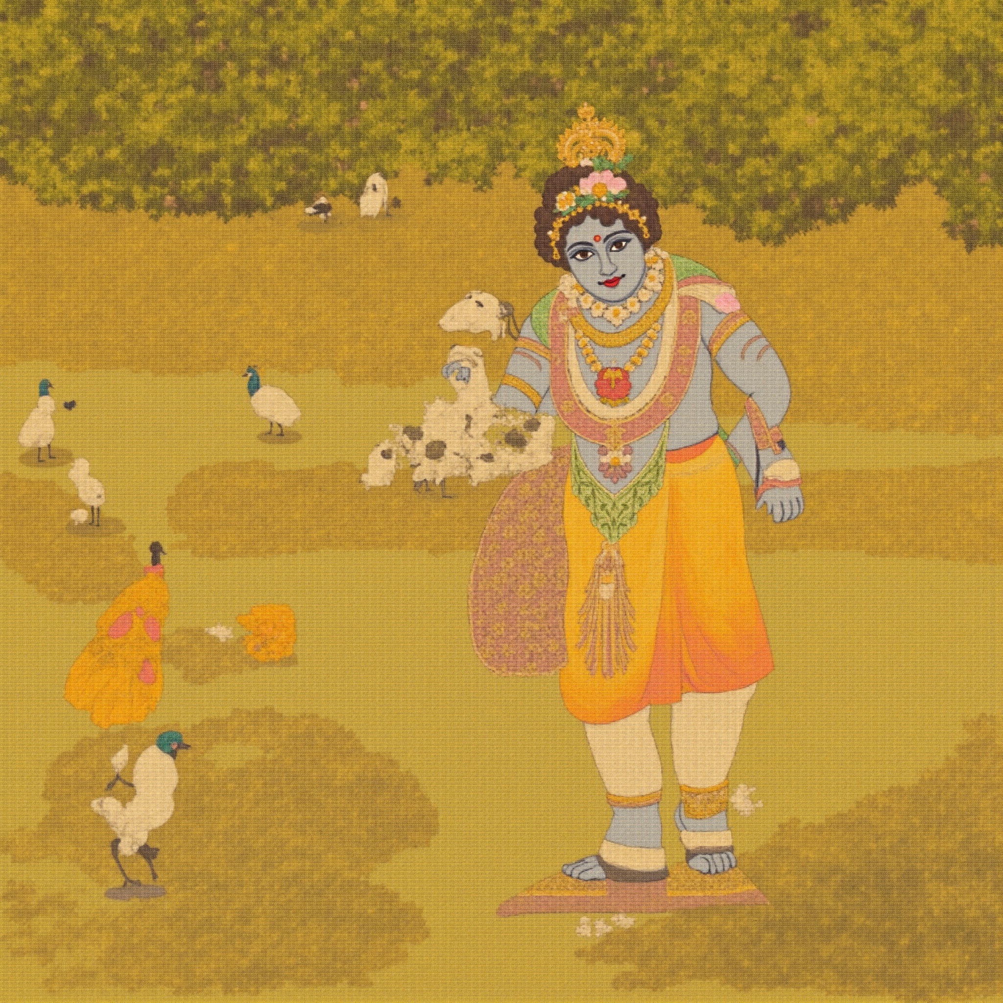 Lord Krishna traditional wallpaper - free HD and 4K Lord Krishna Vrindavan Garden Wallpaper for desktop and phone