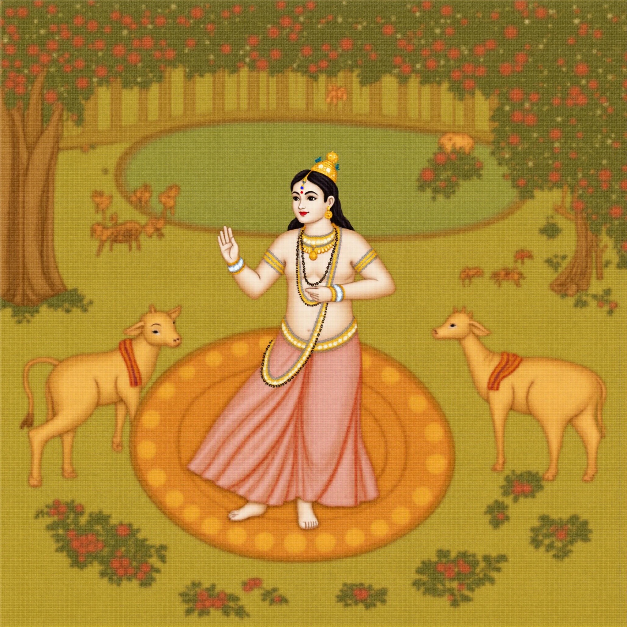 Lord Krishna traditional wallpaper - free HD and 4K Lord Krishna Vrindavan Garden Wallpaper for desktop and phone