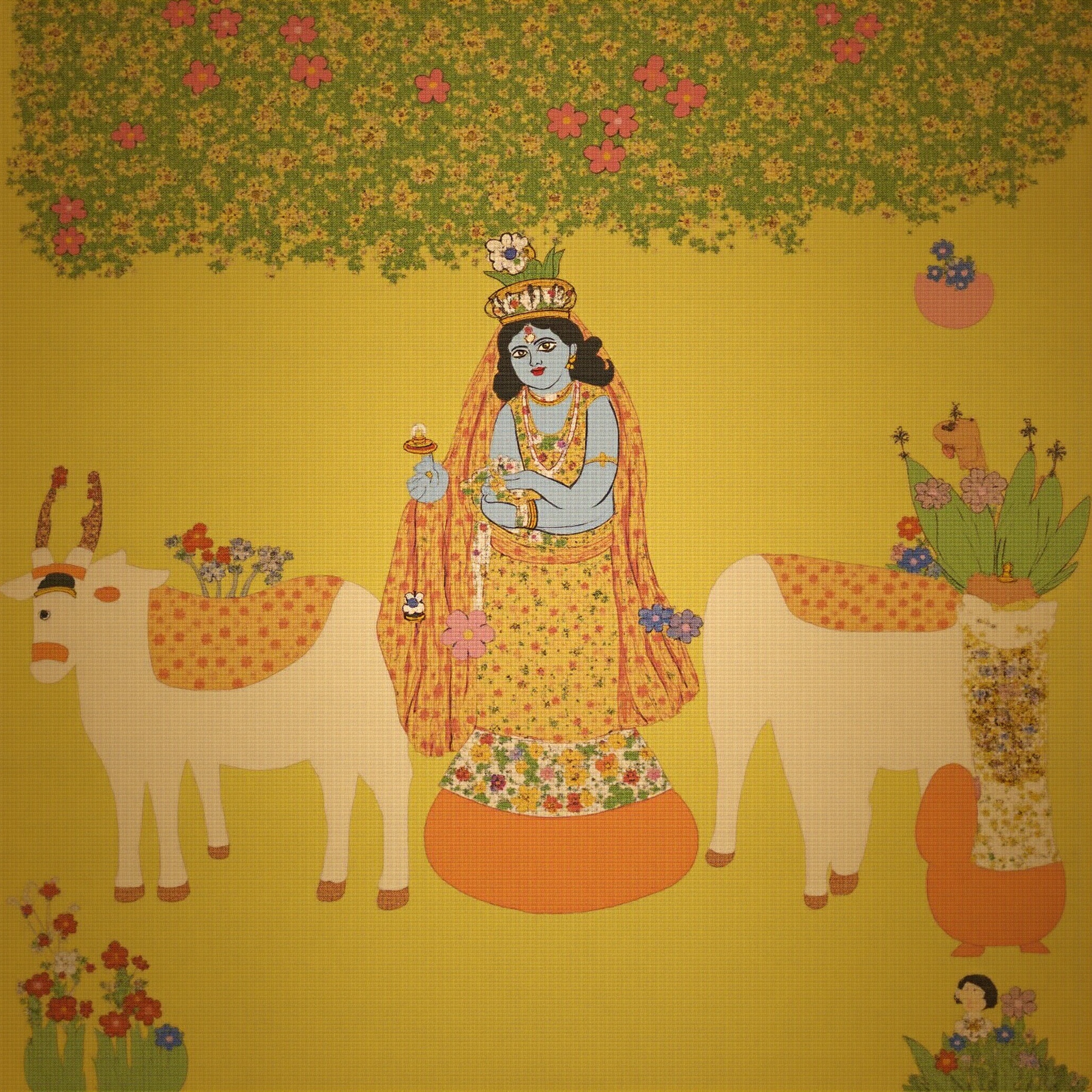 Lord Krishna traditional wallpaper - free HD and 4K Lord Krishna Vrindavan Garden Wallpaper for desktop and phone