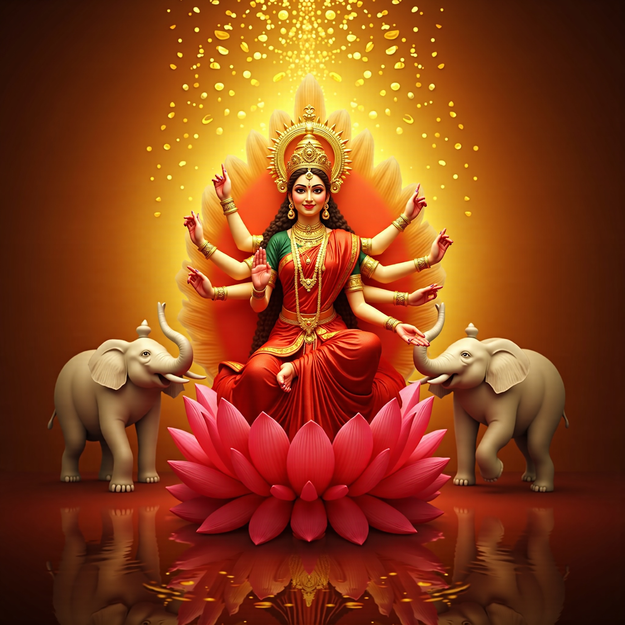 Goddess Lakshmi cinematic wallpaper - free HD and 4K Goddess Lakshmi Lotus Throne Wallpaper for desktop and phone