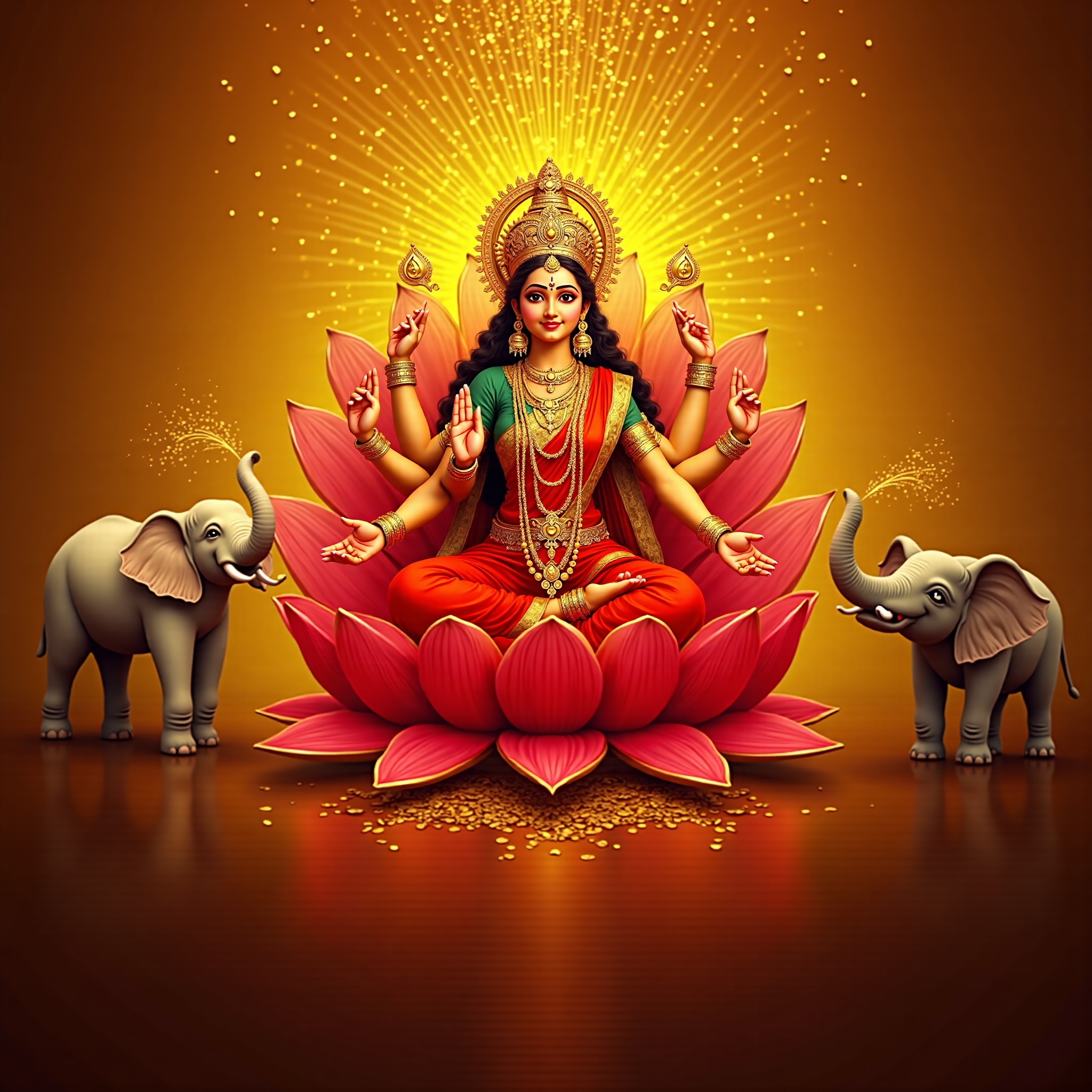 Goddess Lakshmi cinematic wallpaper - free HD and 4K Goddess Lakshmi Lotus Throne Wallpaper for desktop and phone