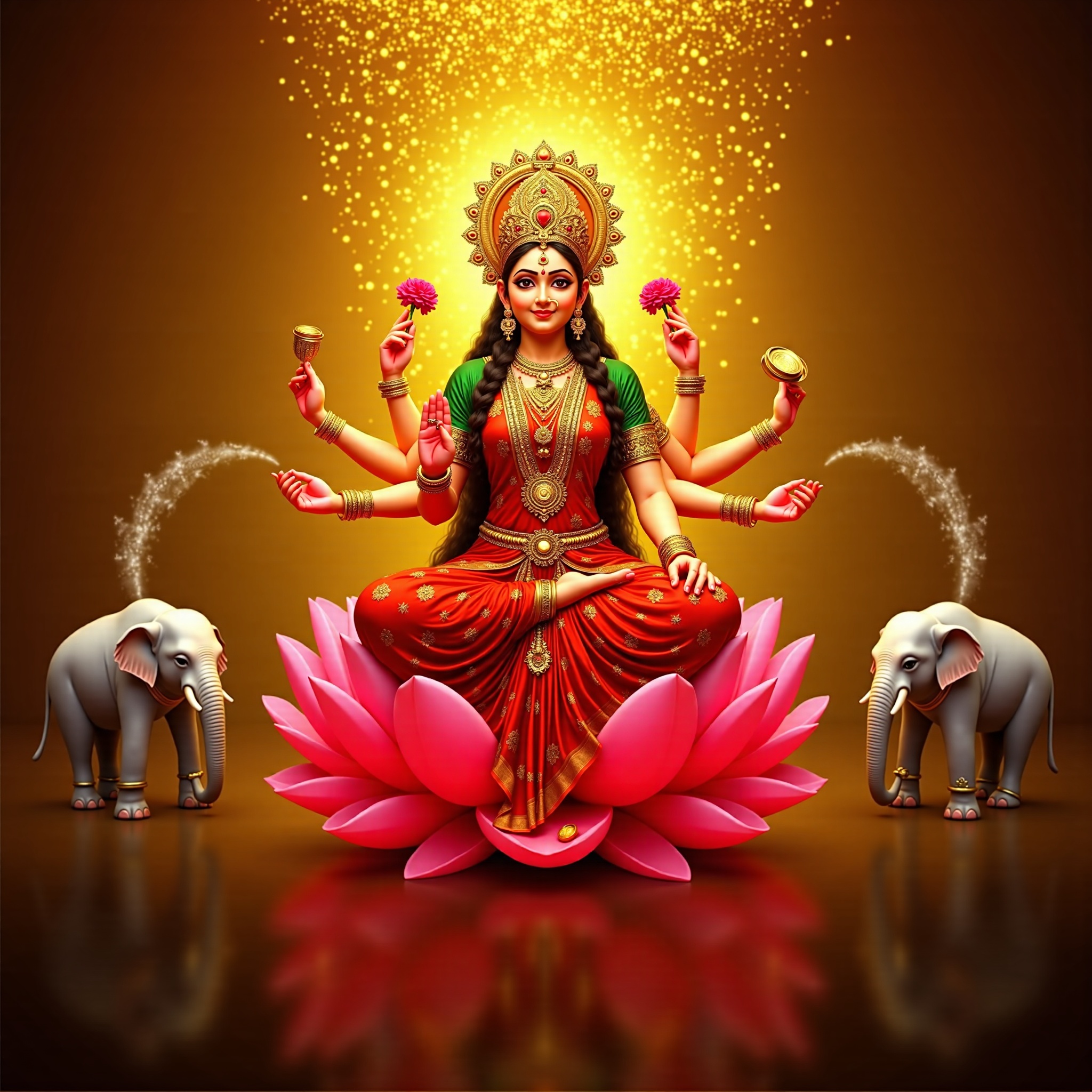 Goddess Lakshmi cinematic wallpaper - free HD and 4K Goddess Lakshmi Lotus Throne Wallpaper for desktop and phone