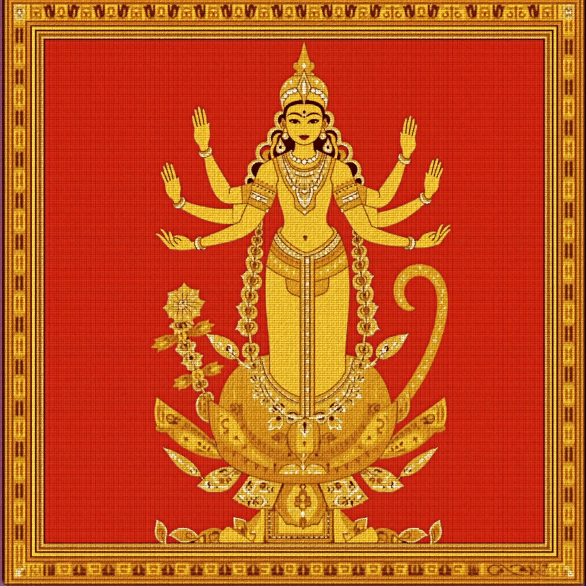Goddess Lakshmi traditional wallpaper - free HD and 4K Goddess Lakshmi Traditional Tanjore Wallpaper for desktop and phone