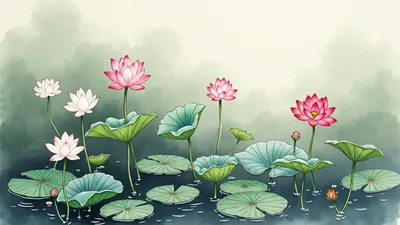 Lotus Spiritual watercolor wallpaper - free HD and 4K Lotus Spiritual Watercolor Pond Wallpaper for desktop and phone
