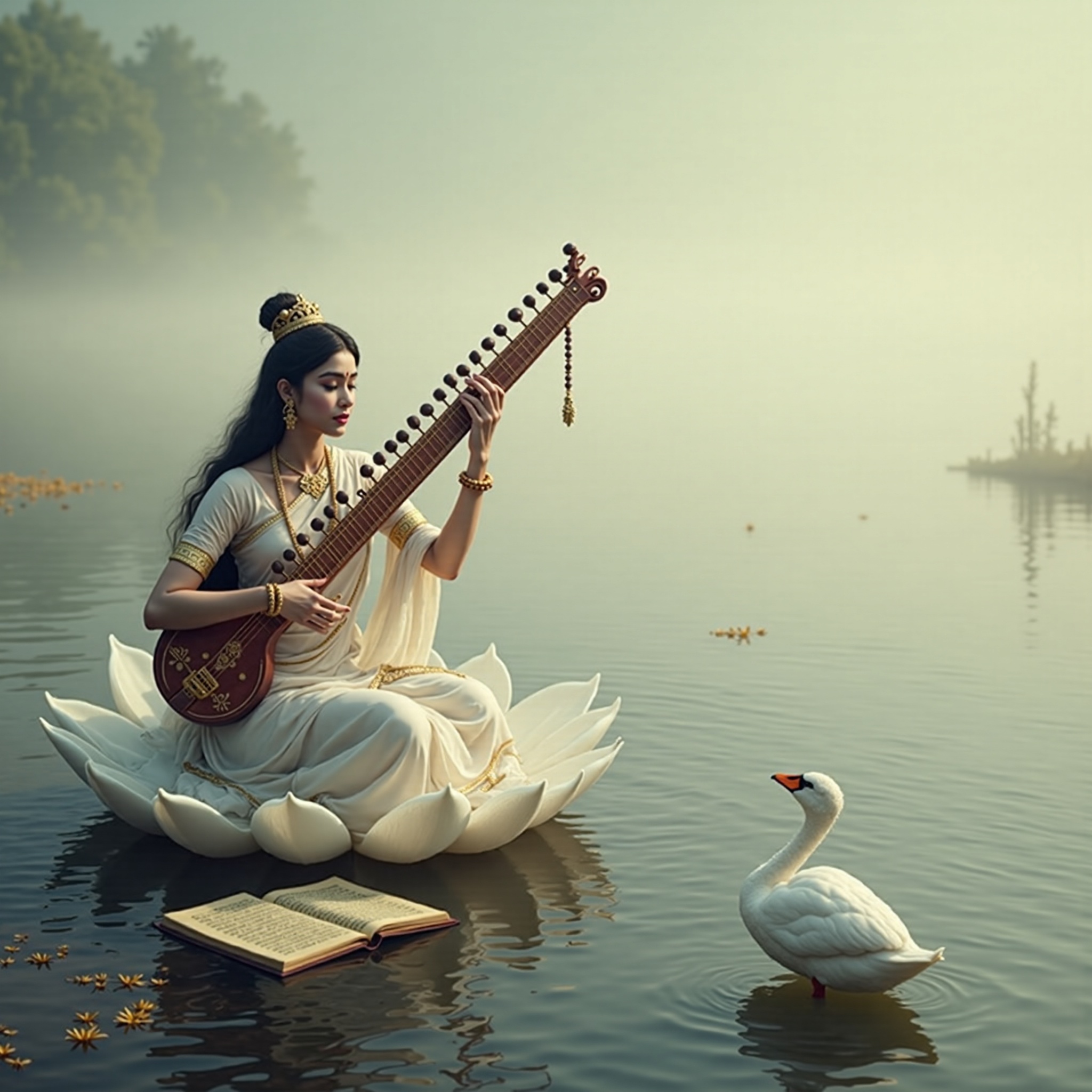 Goddess Saraswati cinematic wallpaper - free HD and 4K Goddess Saraswati Veena Serenity Wallpaper for desktop and phone