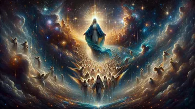 Virgin Mary cosmic wallpaper - free HD and 4K Virgin Mary Assumption Cosmic Wallpaper for desktop and phone