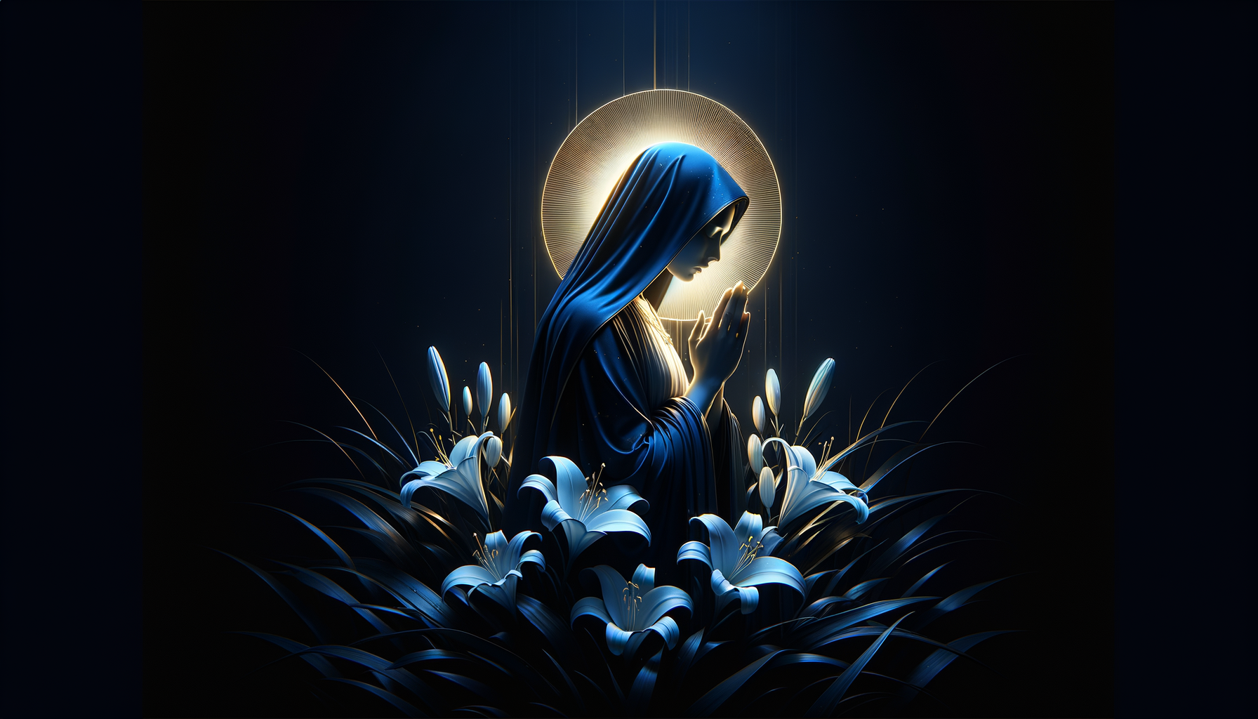 Virgin Mary Blue Mantle Dark Wallpaper - dark amoled wallpaper