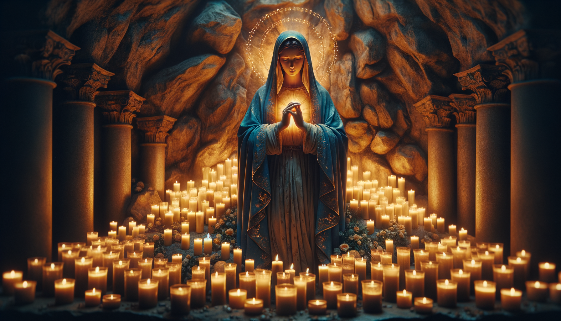 Virgin Mary Candlelit Prayer Wallpaper - cinematic wallpaper