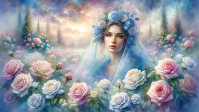 Virgin Mary watercolor wallpaper - free HD and 4K Virgin Mary Rose Garden Wallpaper for desktop and phone