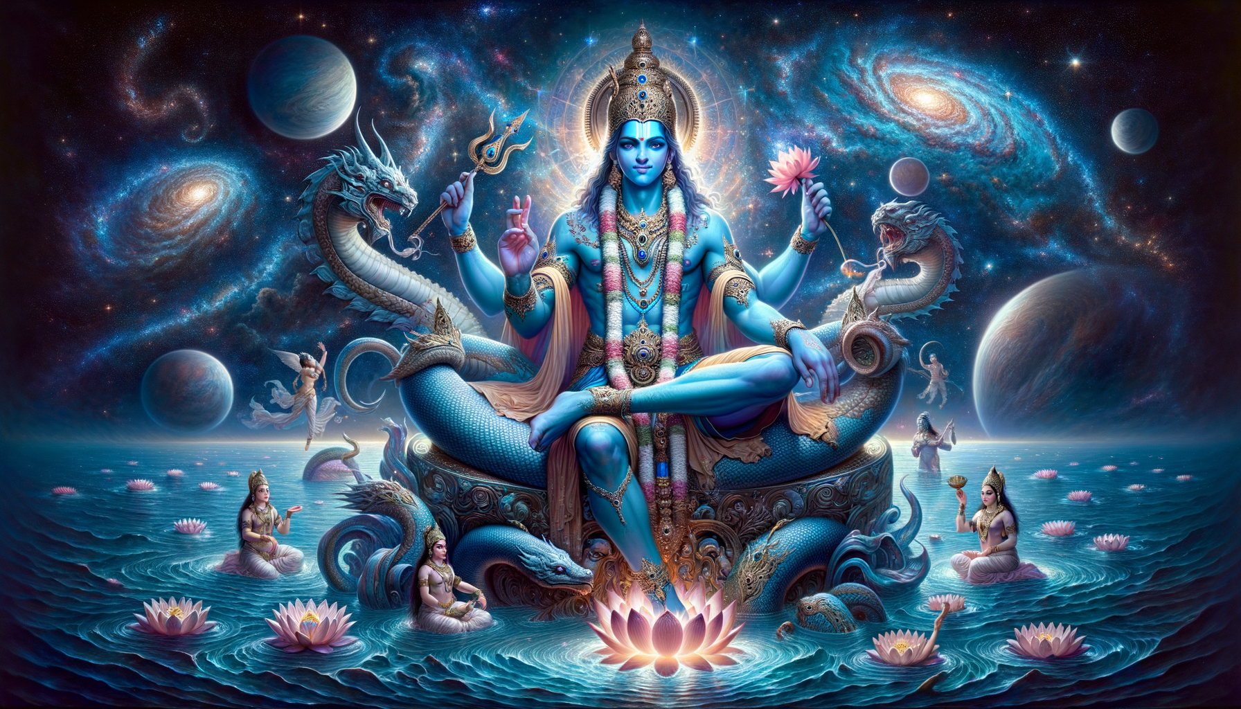 Lord Vishnu Cosmic Preserver Wallpaper - cosmic wallpaper